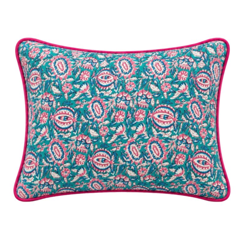Housse de coussin petit rectangle block print Jaipur