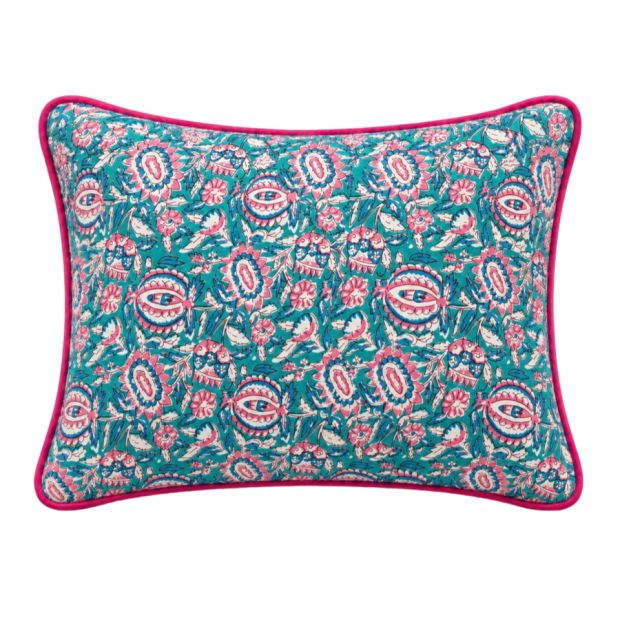 Housse de coussin petit rectangle block print Jaipur