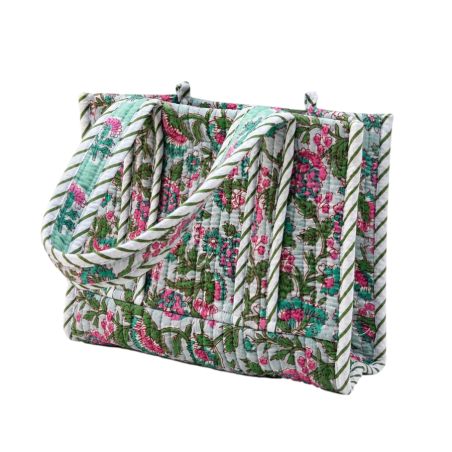 Sac cabas matelassé en coton block print Jalaana