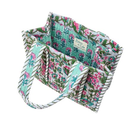 Sac cabas matelassé en coton block print Jalaana