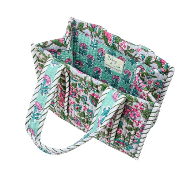 Sac cabas matelassé en coton block print Jalaana