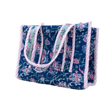 Sac cabas matelassé en coton block print Shaanti