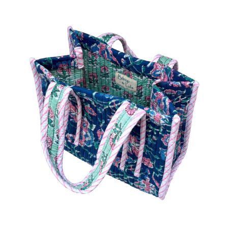 Sac cabas matelassé en coton block print Shaanti