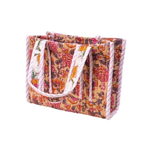 Sac cabas matelassé en coton block print Sukhad