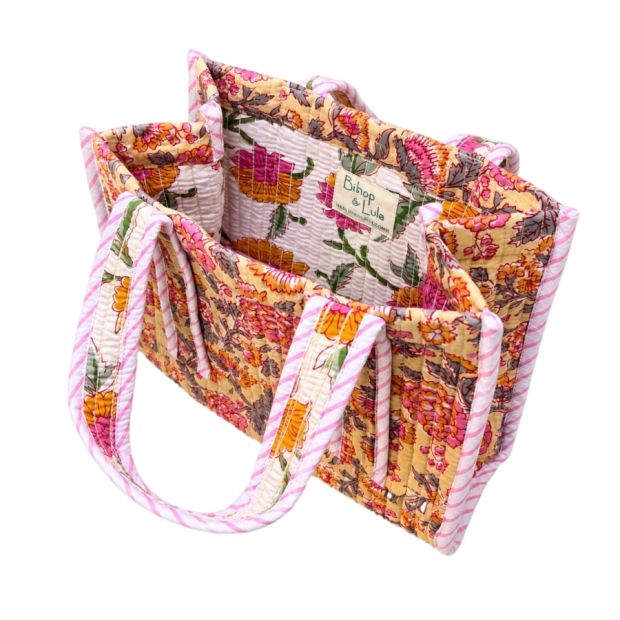 Sac cabas matelassé en coton block print Sukhad