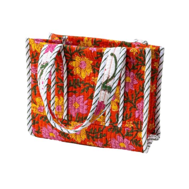 Sac cabas matelassé en coton block print Mahaan