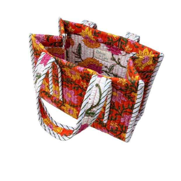 Sac cabas matelassé en coton block print Mahaan
