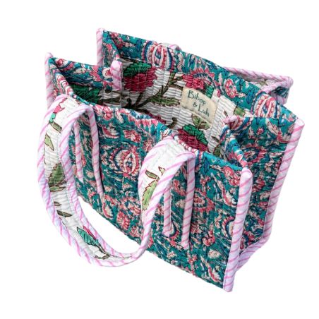 Sac cabas matelassé en coton block print Yugal