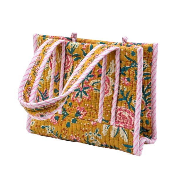 Sac cabas matelassé en coton block print Dhoop
