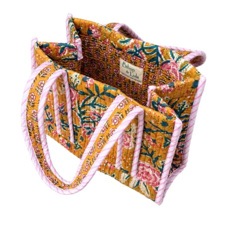 Sac cabas matelassé en coton block print Dhoop