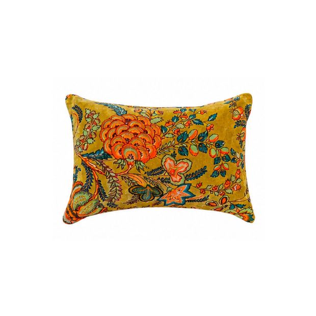 Housse de coussin velours petit rectangle Camel