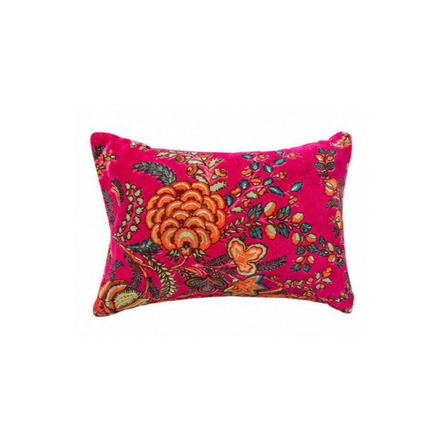 Housse de coussin velours grand rectangle Cali-rose
