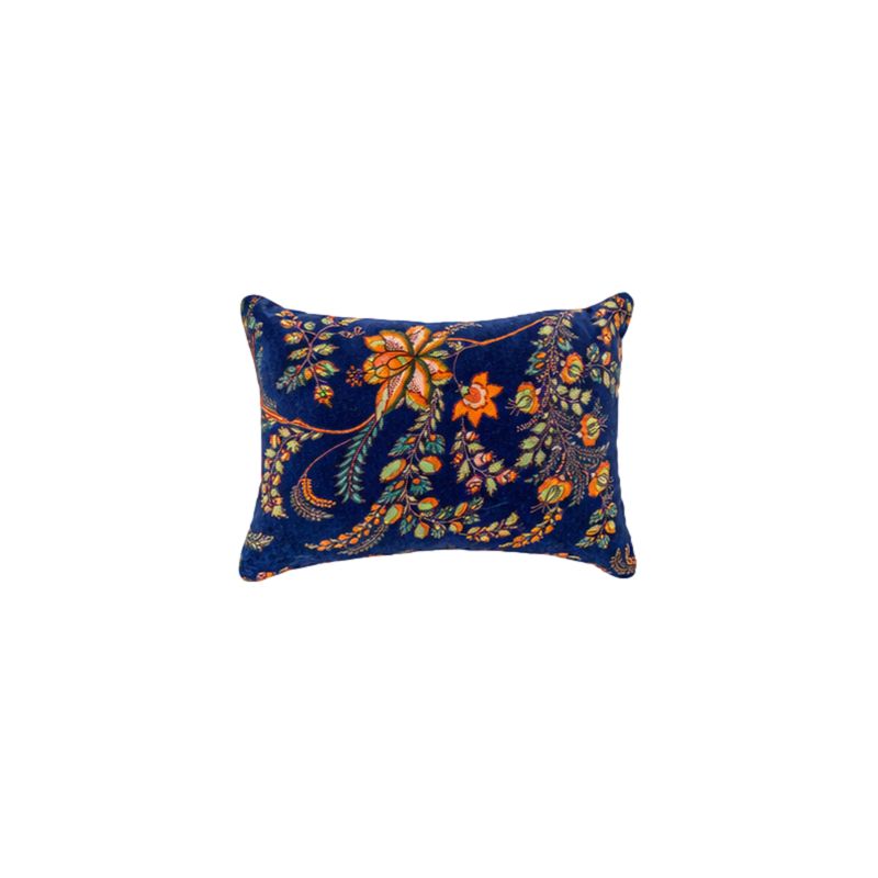 Housse de coussin velours grand rectangle Calie-marine