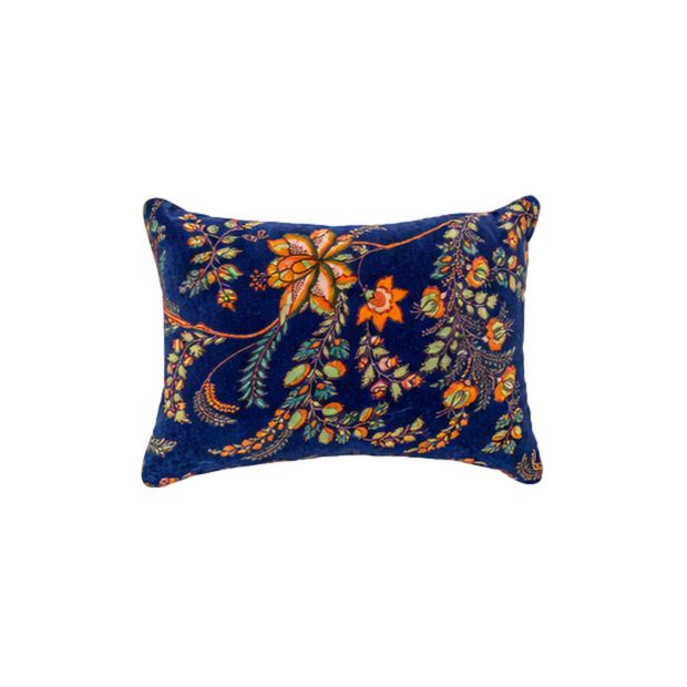 Housse de coussin velours grand rectangle Calie-marine
