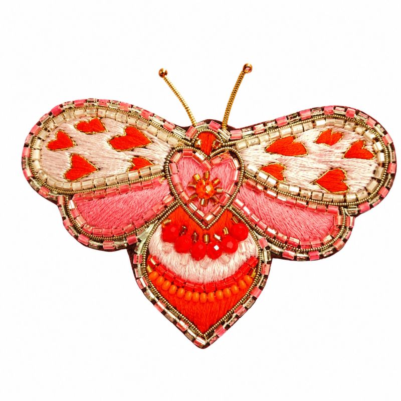 Broche Abeille rose