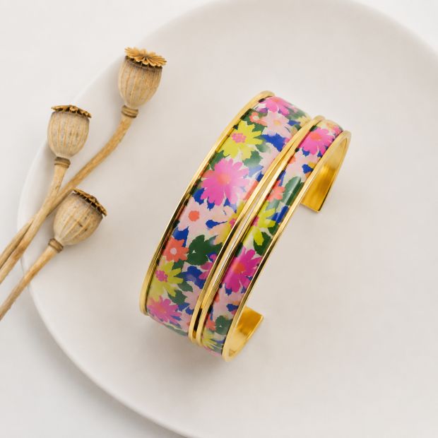 Manchettes , bracelet "Flower Citron "