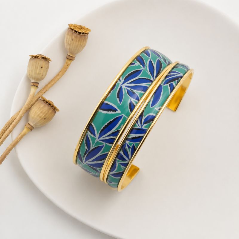 Manchettes , bracelet "Palme Turquoise "