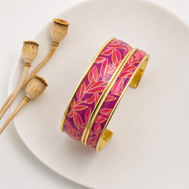 Manchettes , bracelet "Palme violet "