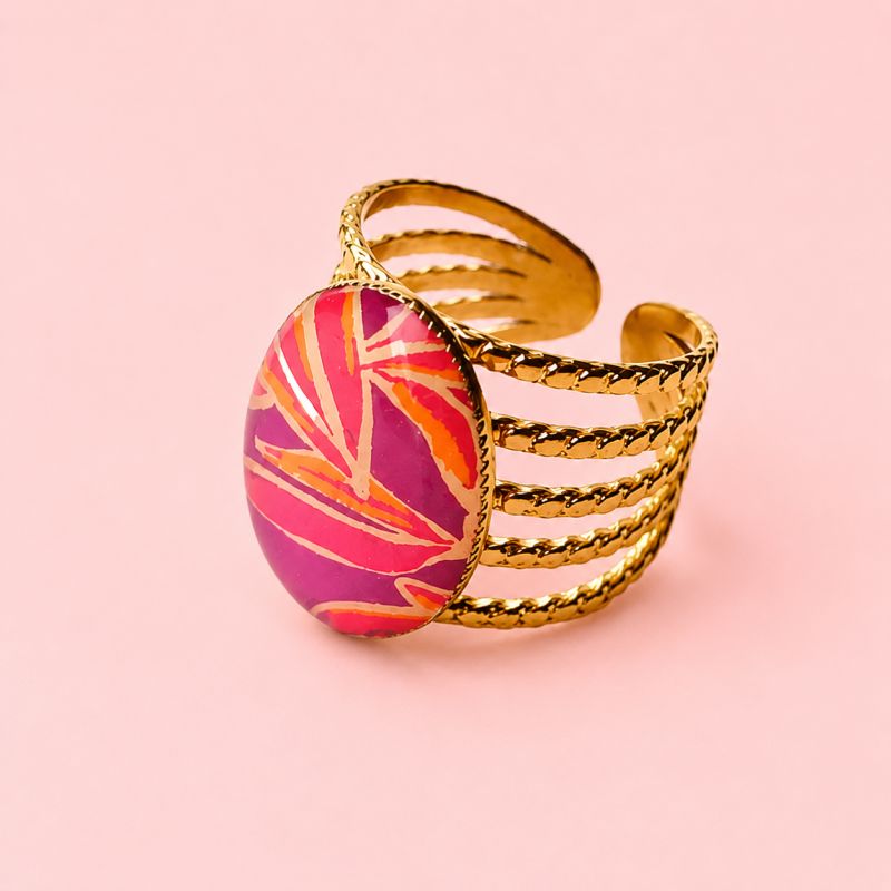 Bague Louisa, 5 anneaux, "Palme violet"