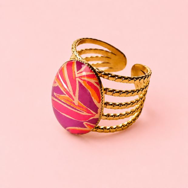 Bague Louisa, 5 anneaux, "Palme violet"