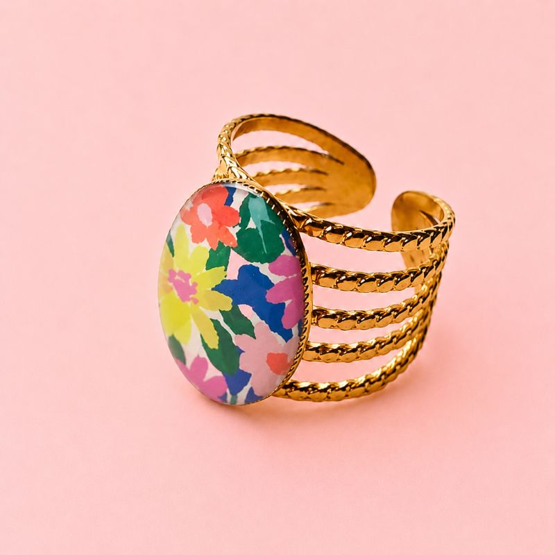 Bague Louisa, 5 anneaux, "Flower Citron"
