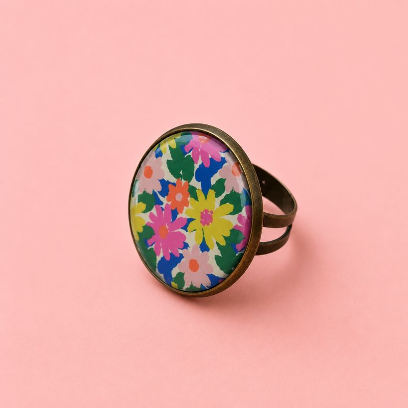 Bague, résine, "Flower Citron"