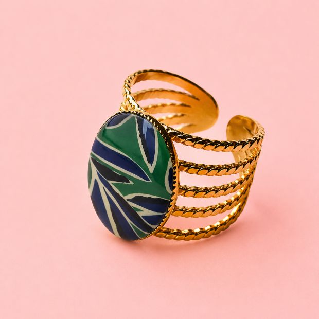 Bague Louisa, 5 anneaux, "Palme Turquoise"