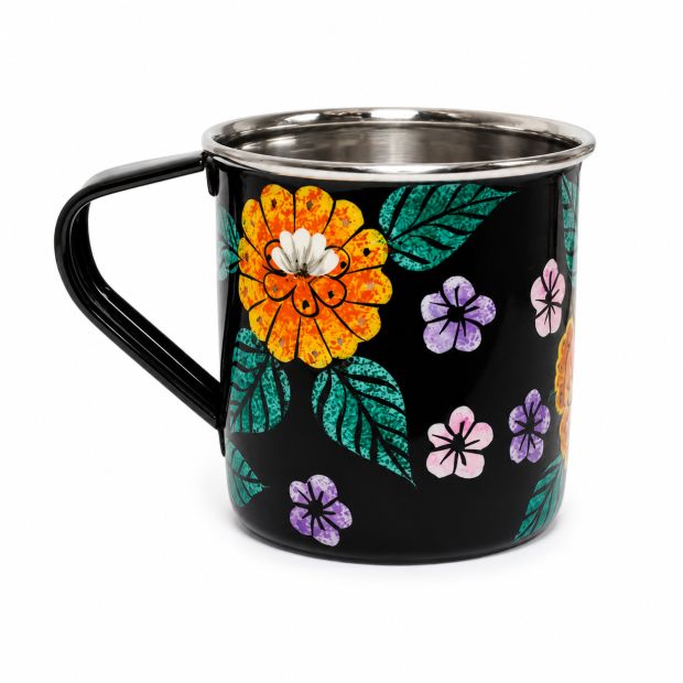 Tasse inox peinte à la main Péonia