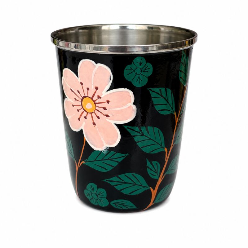 Petit verre inox peint à la main Hanami