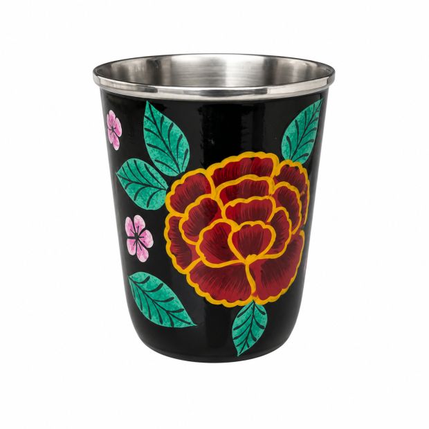 Petit verre inox peint à la main Péonia