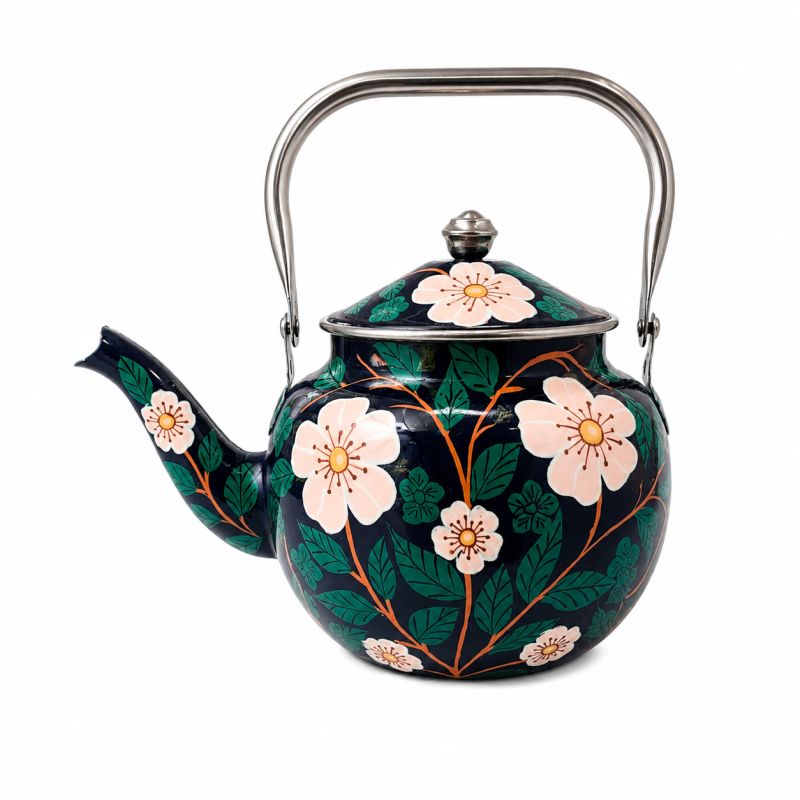 Théière inox peinte à la main Hanami