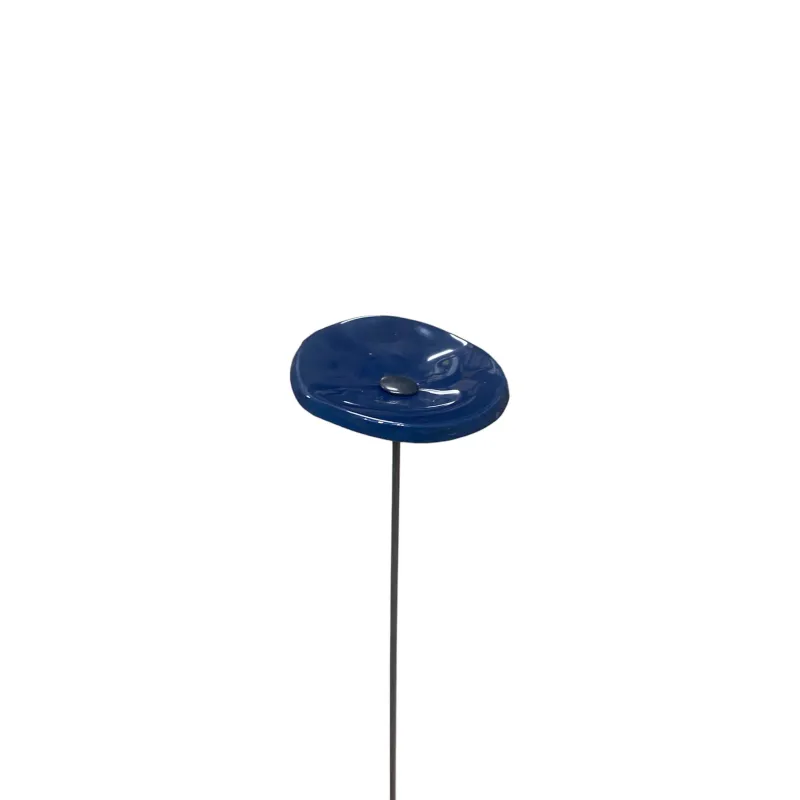 Fleur en verre bleu canard coquelicots - Petit