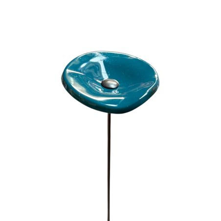 Fleur en verre bleu canard coquelicots - Petit