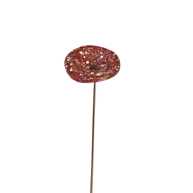 Fleurs en verre transparent bordeaux et blanc moucheté coquelicots - Petit