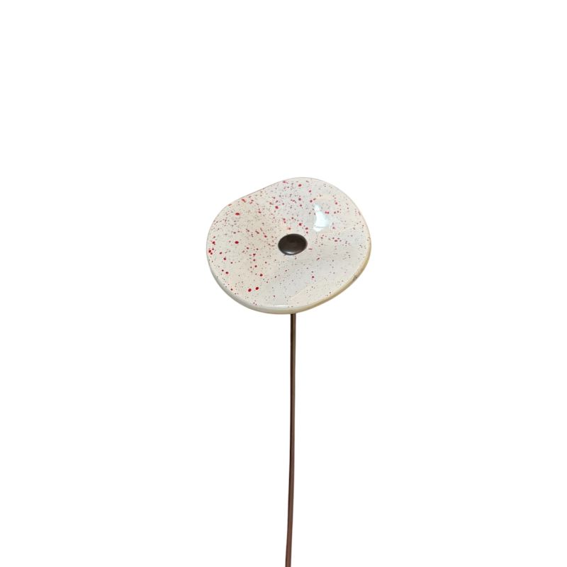 Fleurs en verre blanc et rouge moucheté coquelicots - Petit