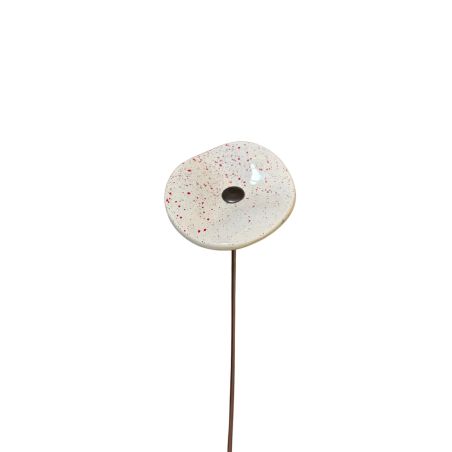 Fleurs en verre blanc et rouge moucheté coquelicots - Petit