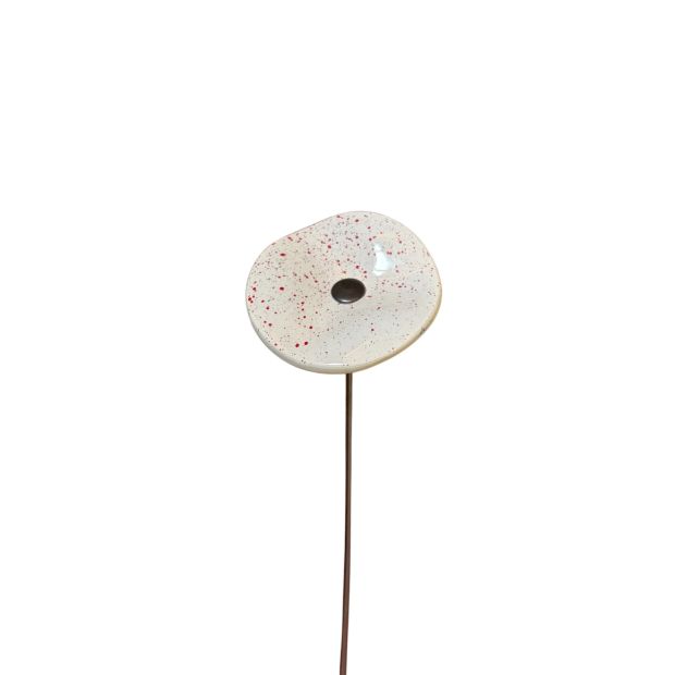 Fleurs en verre blanc et rouge moucheté coquelicots - Petit