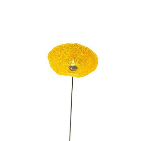 Fleurs en verre transparent jaune et orange moucheté coquelicots - Moyen