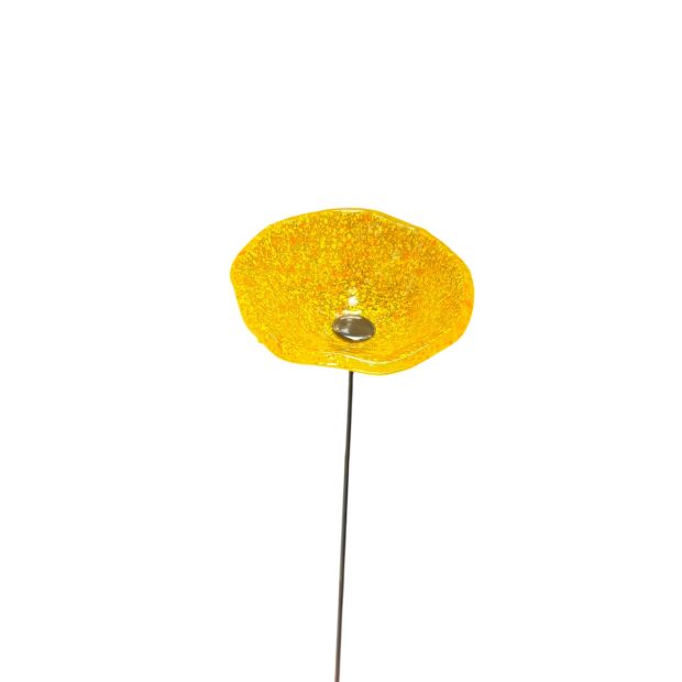 Fleurs en verre transparent jaune et orange moucheté coquelicots - Moyen