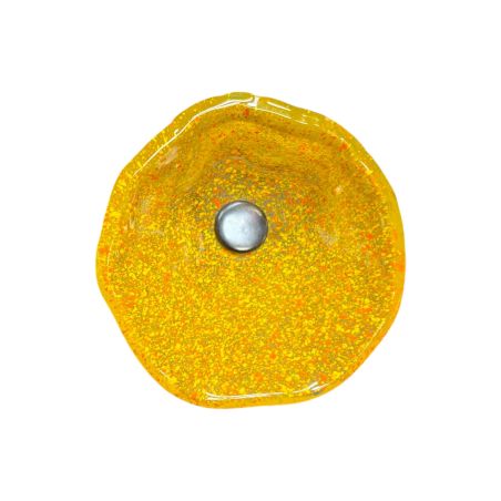 Fleurs en verre transparent jaune et orange moucheté coquelicots - Moyen