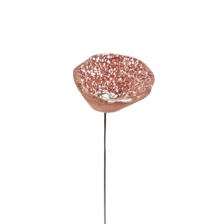 Fleurs en verre transparent bordeaux et blanc moucheté coquelicots - Moyen