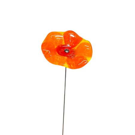Fleurs en verre rouge et orange Marguerite- Moyen