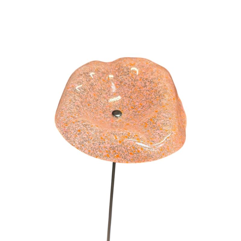 Fleurs en verre transparent rose et orange moucheté coquelicots - Grand
