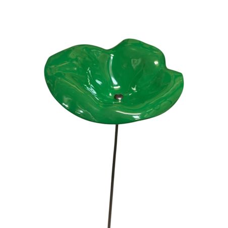 Fleurs en verre vert coquelicots - Grand