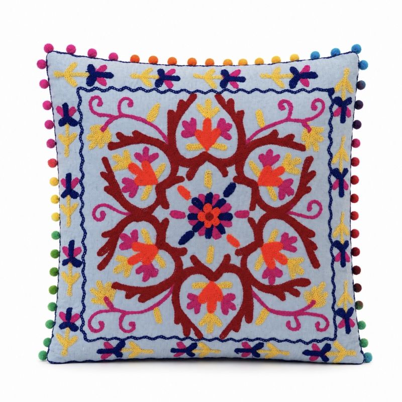 Housse de coussin Suzani Bleu Ciel