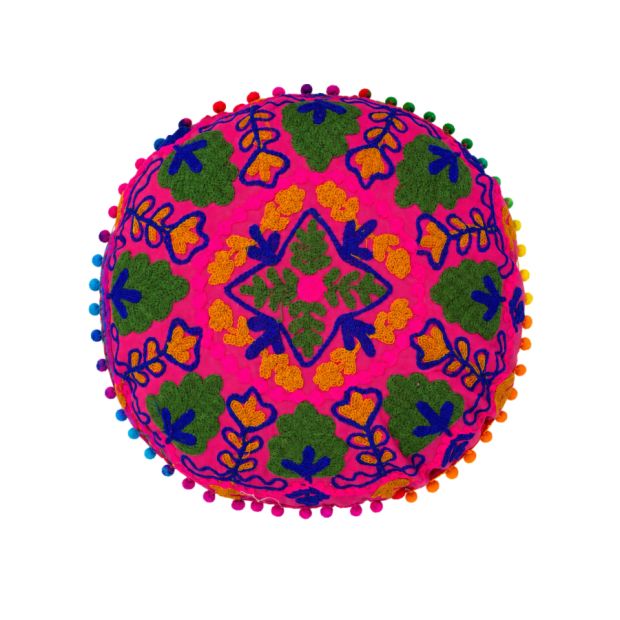 Coussin Rond Suzani Rose