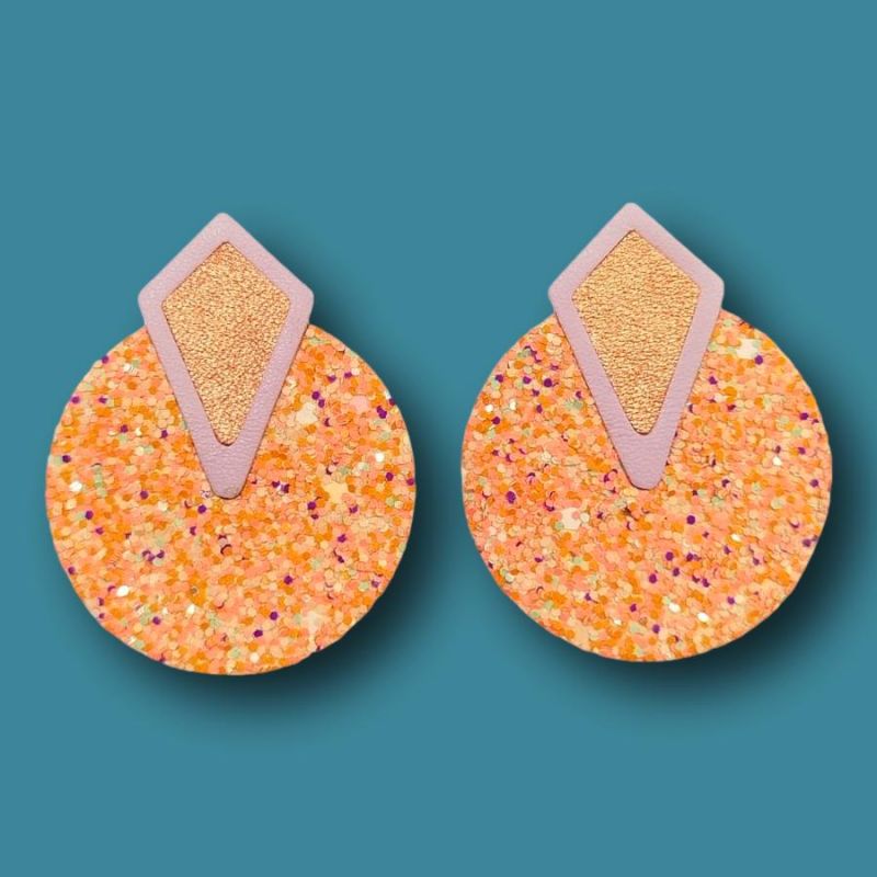 Boucles d'oreilles Junon pailleté Pêche & Lilas