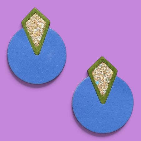 Boucles d’oreilles en cuir bleu Junon
