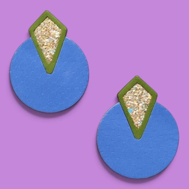 Boucles d’oreilles en cuir bleu Junon