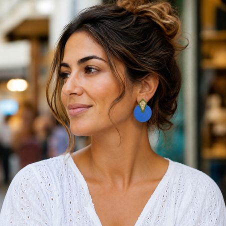 Boucles d’oreilles en cuir bleu Junon